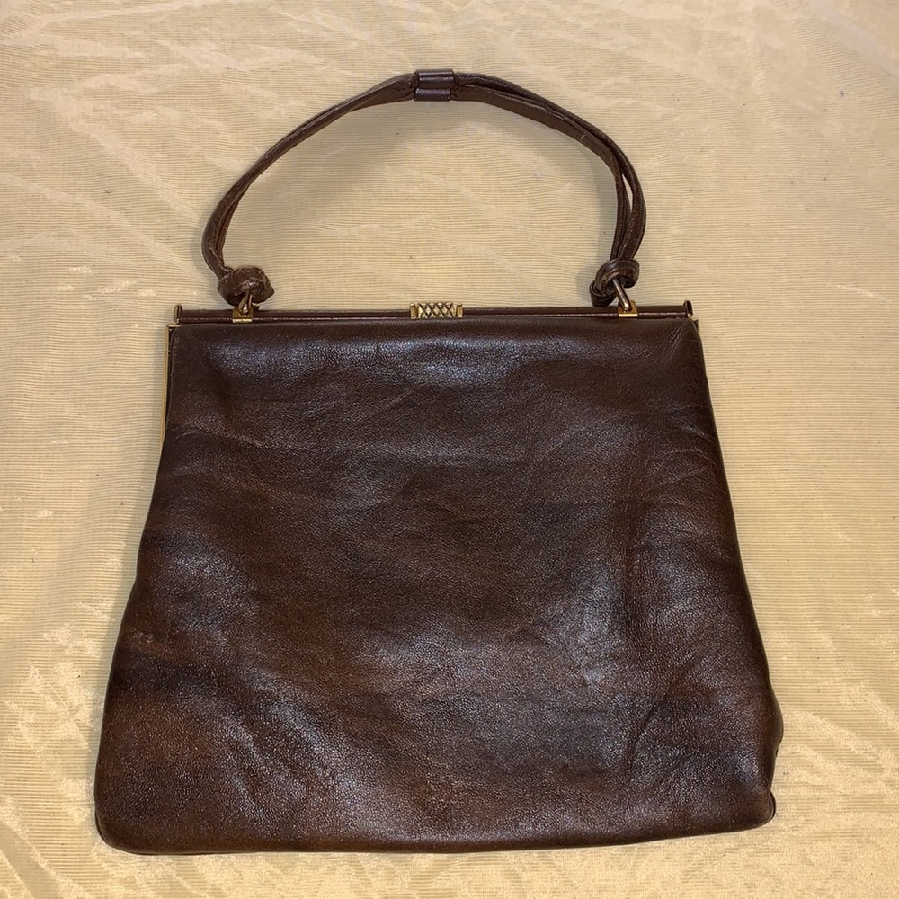 Vintage leather hand bag purse by Jane Shilton